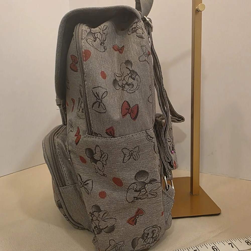 Disney Minnie Mouse Bows Mini Backpack - Gray & Red Cute Bag